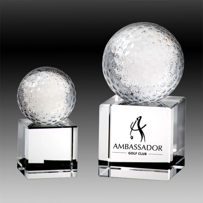 Crystal Golf Ball on Base Award