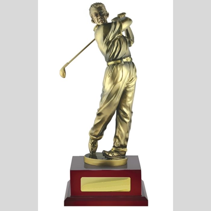 Golf Figurine on Wooden Base Trophy