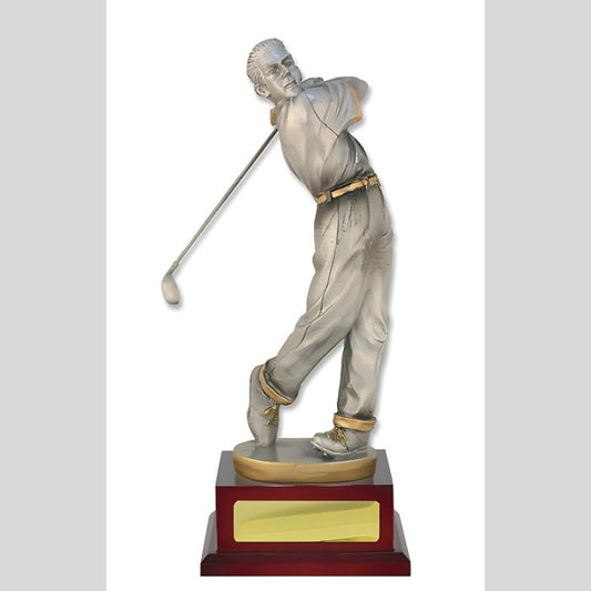 Golf Figurine on Wooden Base Trophy